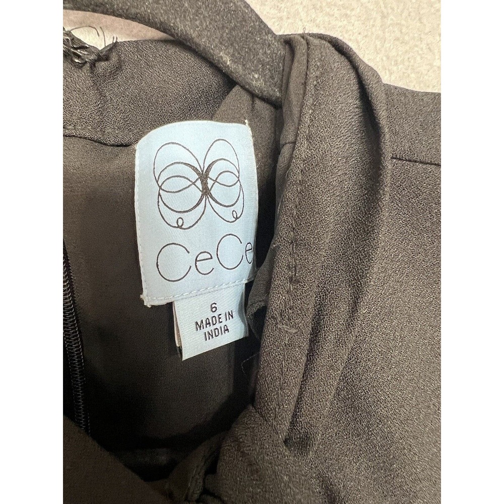 CeCe Bow Neck Short Sleeve A-Line Black Dress Women’s New $129 Size 6 - Picture 5 of 16